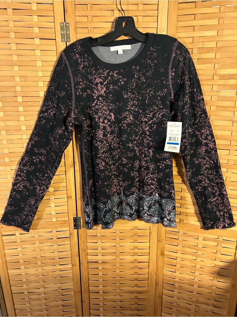 Karen Black & Mauve Floral Long-Sleeve Top